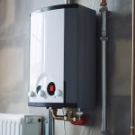 Tankless water heater on wall
