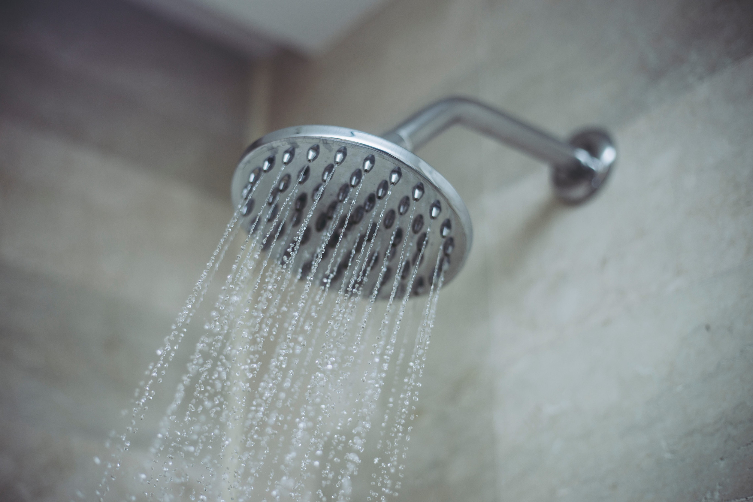 Water from shower head